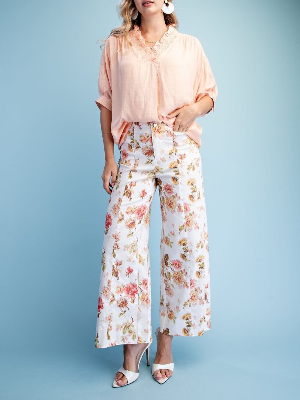 Gigio's Floral Print Wide Leg Pants